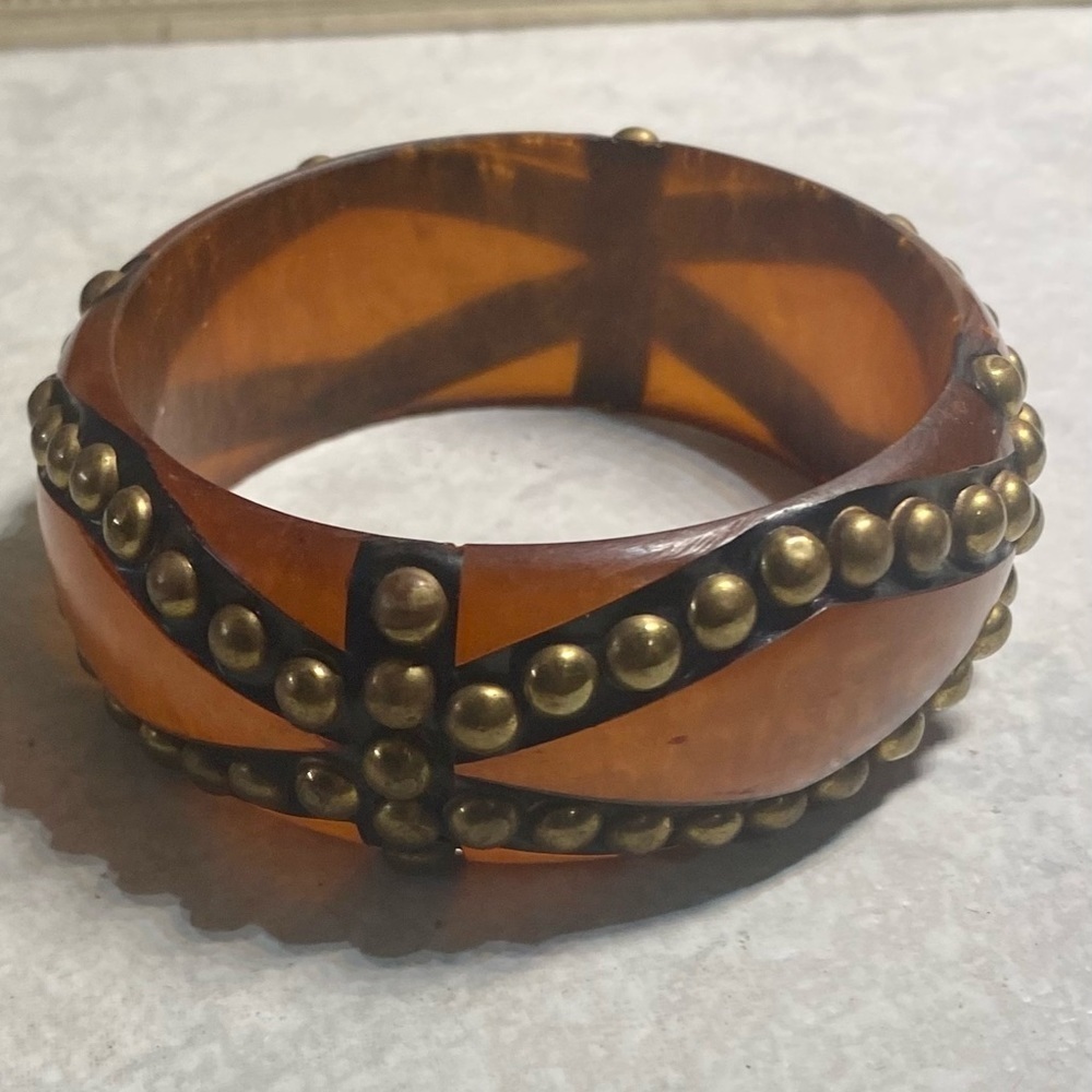 Art Deco 1930 Catalin Bakelite Studded Bracelet